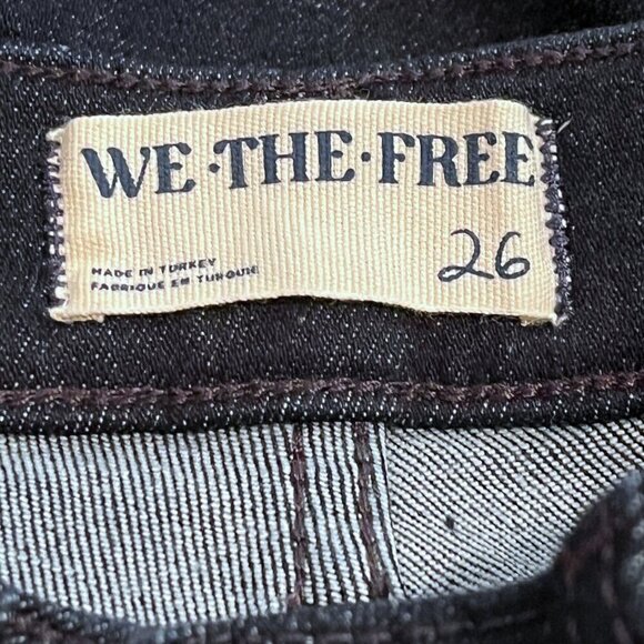 Free People NWT We The Free Jeans Stretch High Waist Raw Hem Size 26 Dar… - Picture 9 of 11